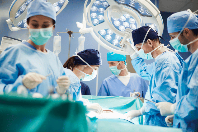 A group of doctors doing surgery procedure